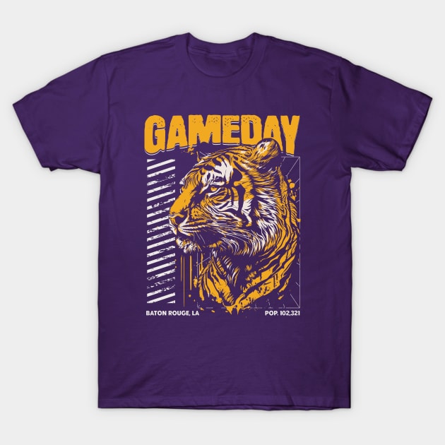 Vintage Gameday Tiger // Purple and Gold Awesome Tiger // Football Game Day T-Shirt by SLAG_Creative
